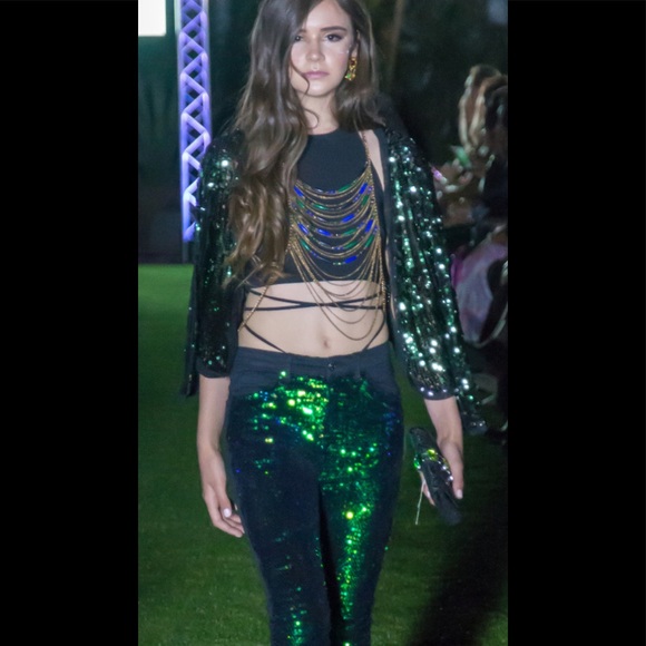 Topshop Jaime Holographic Iridescent Green Jegging - Picture 2 of 6